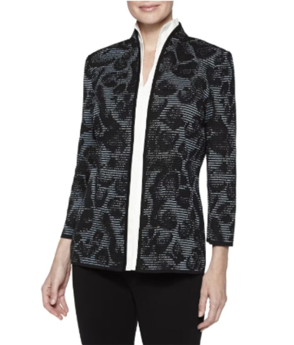 Misook Women Animal Print Ottoman Jacket Sz M Career Corp Designer Office Siren